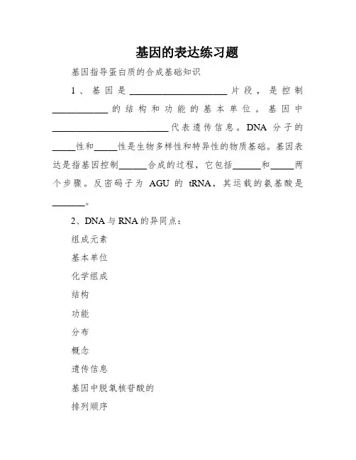 基因的表达练习题