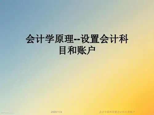 会计学原理设置会计科目和账户
