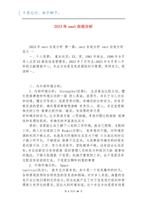2023年swot自我分析