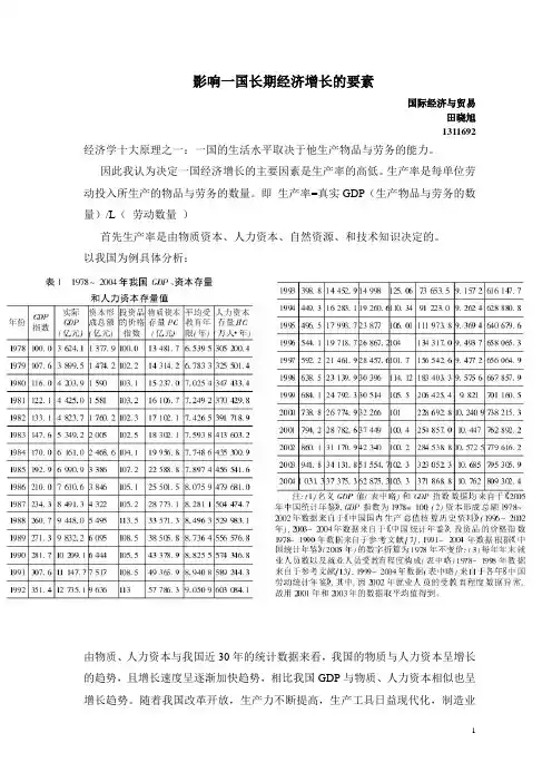 影响经济发展的长期因素
