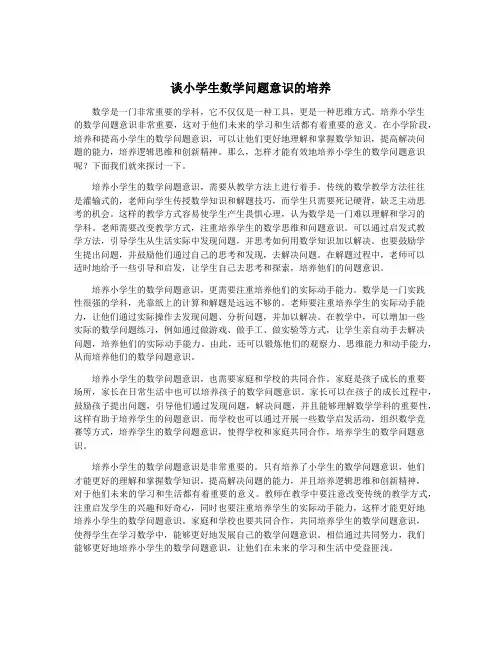 谈小学生数学问题意识的培养