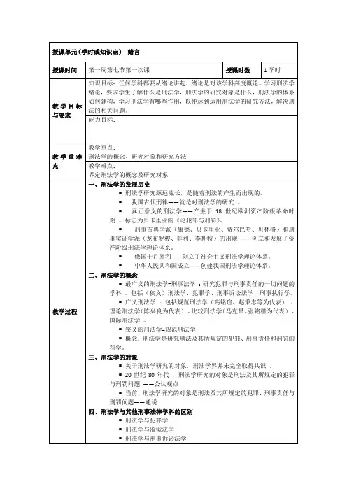 刑法学课程课件教案绪论