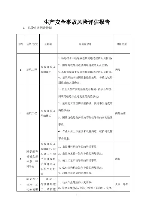 生产安全事故风险评估报告