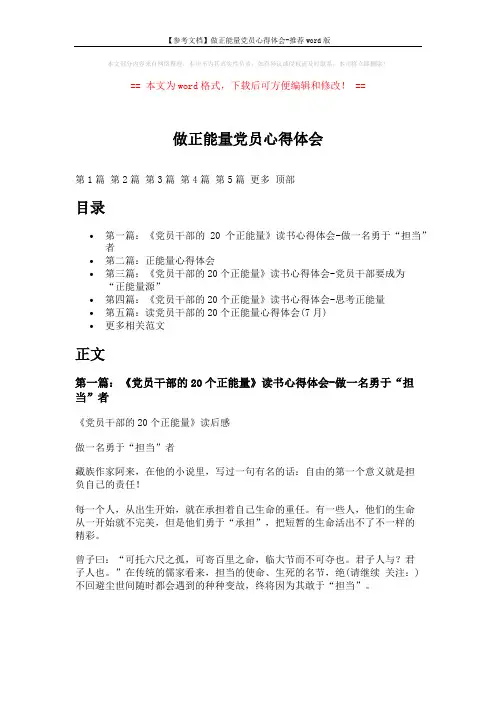 【参考文档】做正能量党员心得体会-推荐word版 (6页)