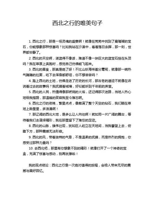 西北之行的唯美句子