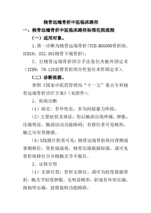 桡骨远端骨折中医临床路径