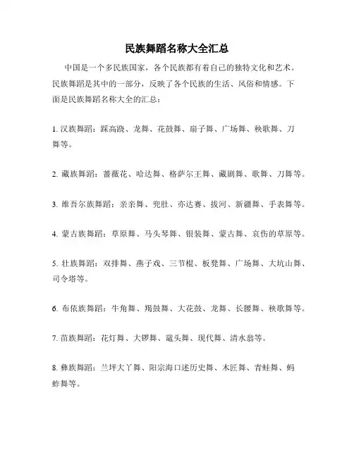 民族舞蹈名称大全汇总