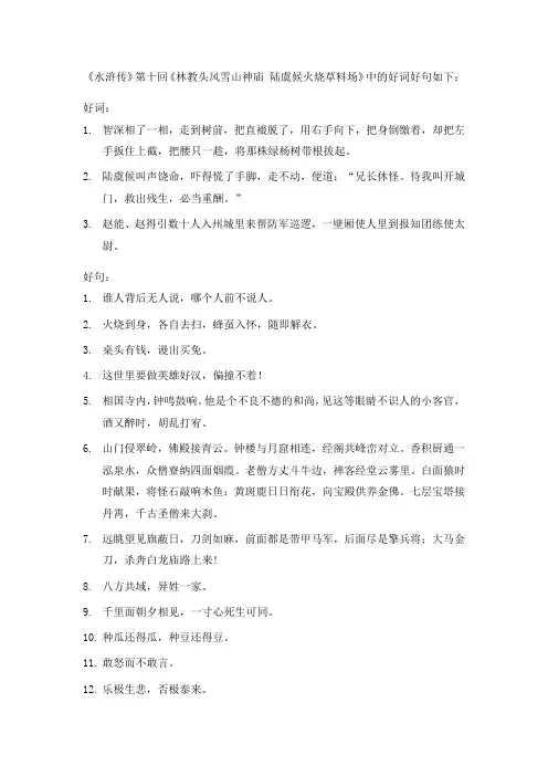 水浒传第10回好词好句