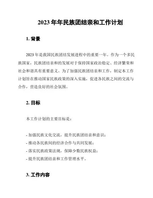 2023年年民族团结亲和工作计划
