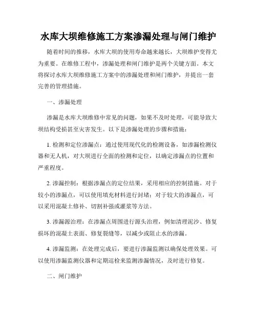 水库大坝维修施工方案渗漏处理与闸门维护