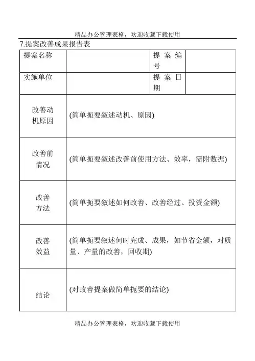 提案改善成果报告表模板