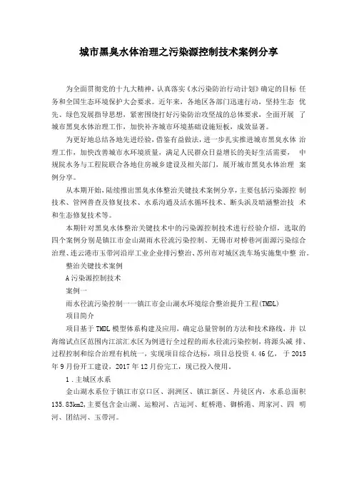 城黑臭水体治理之污染源控制技术案例分享