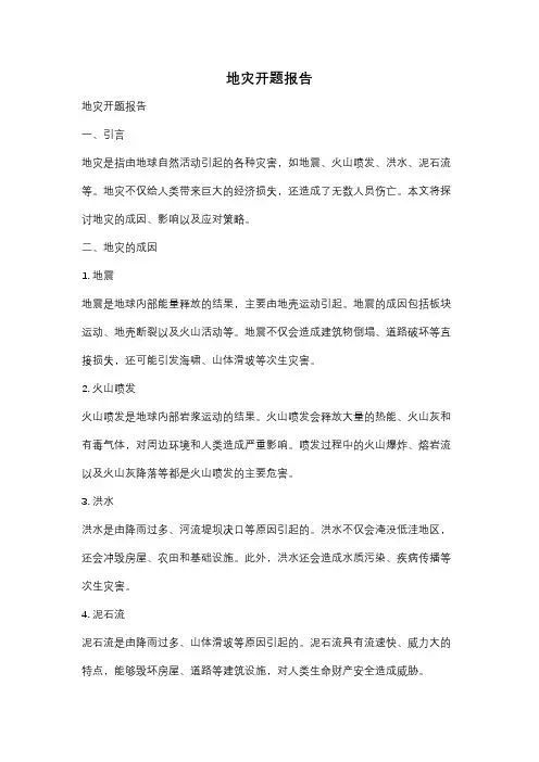 地灾开题报告