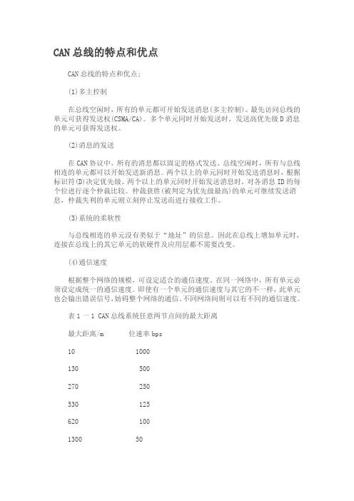 CAN总线的特点和优点