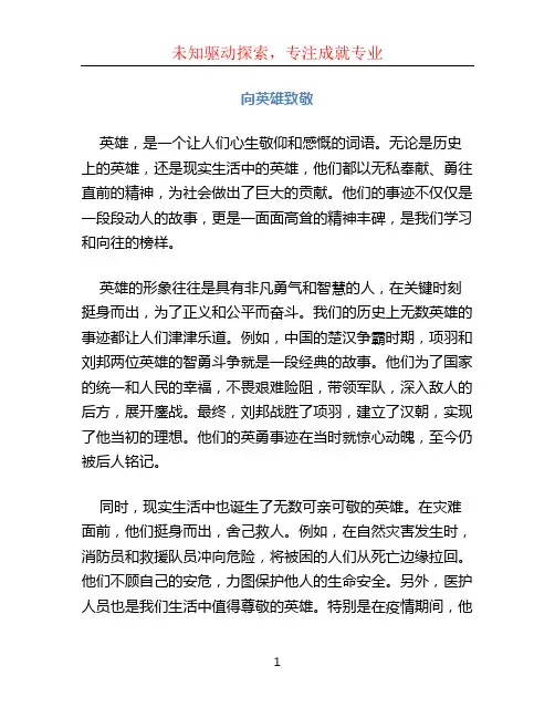 向英雄致敬作文800字