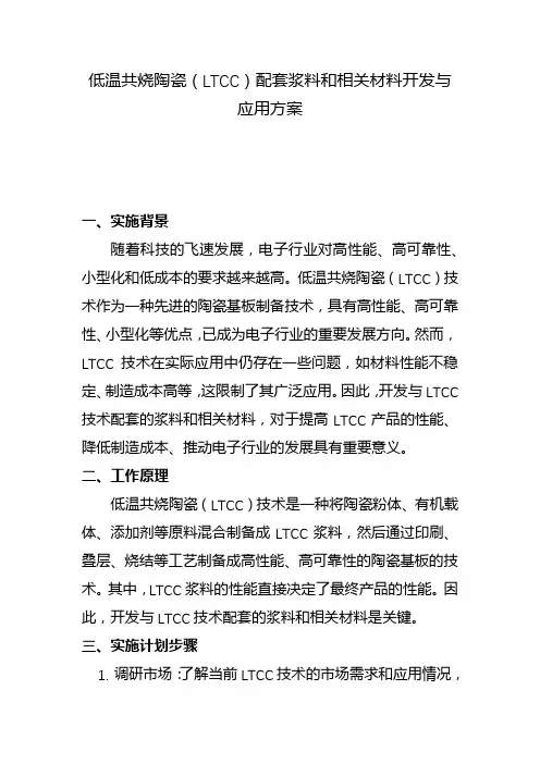 低温共烧陶瓷(LTCC)配套浆料和相关材料开发与应用方案(二)