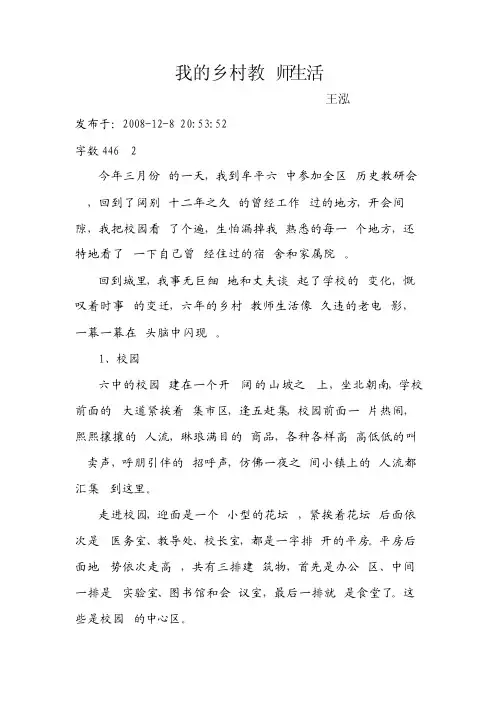 我的乡村教师生活历史老师王泓