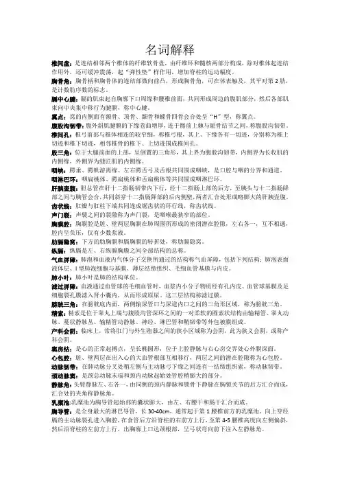 人体形态学名词解释