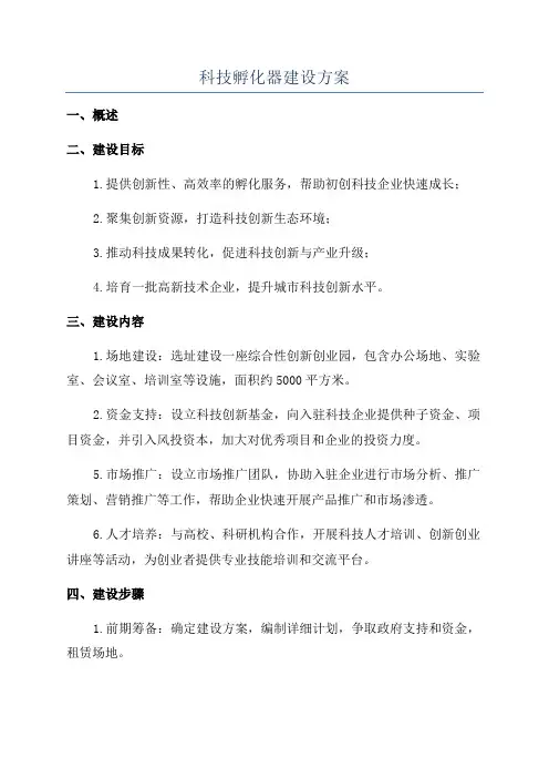科技孵化器建设方案