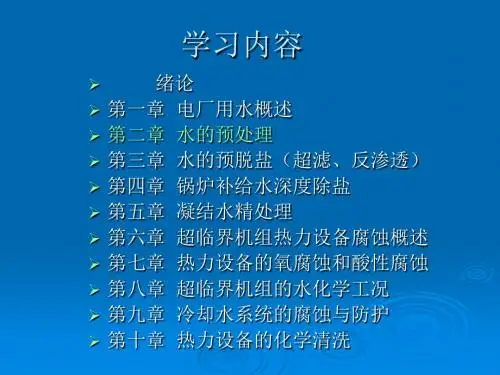 电厂化学岗前培训第二章水的预处理