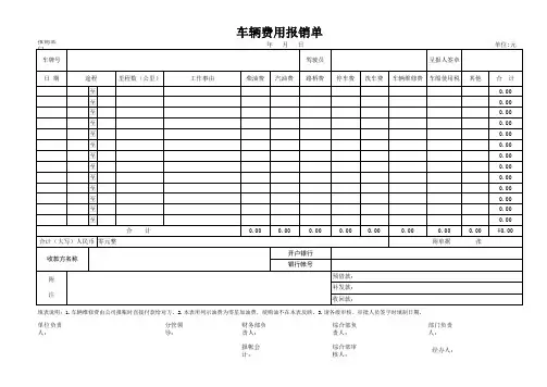车辆费用报销单