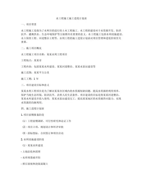 水工程施工施工进度计划表