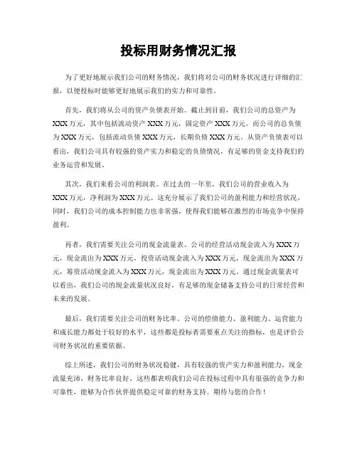 投标用财务情况汇报