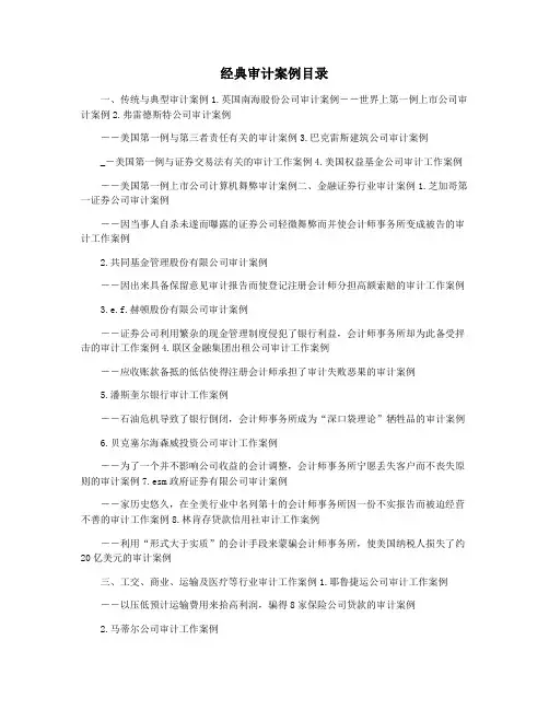 经典审计案例目录