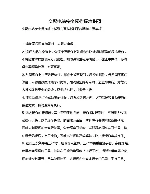 变配电站安全操作标准指引