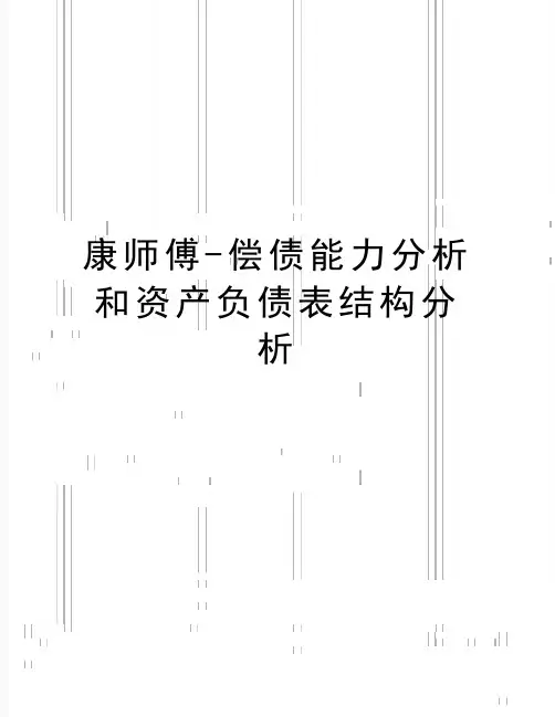 最新康师傅-偿债能力分析和资产负债表结构分析