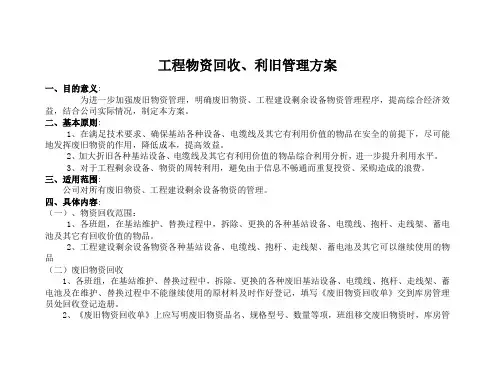 工程物资回收利旧管理方案