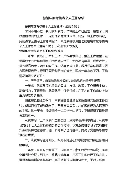 警辅年度考核表个人工作总结