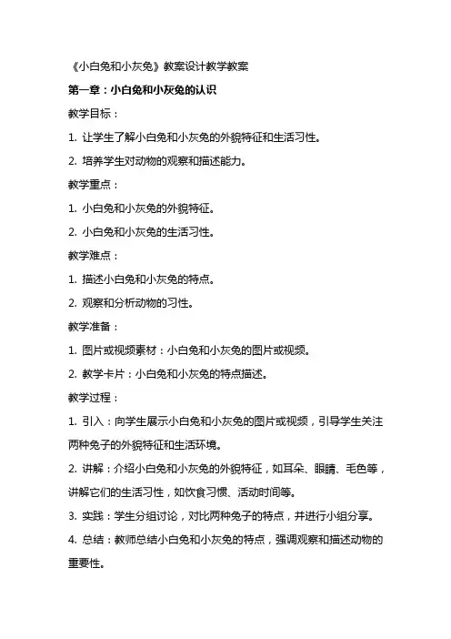 《小白兔和小灰兔》教案设计教学教案