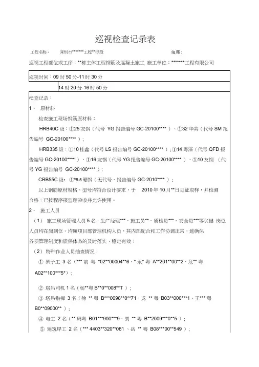 监理巡视检查记录表