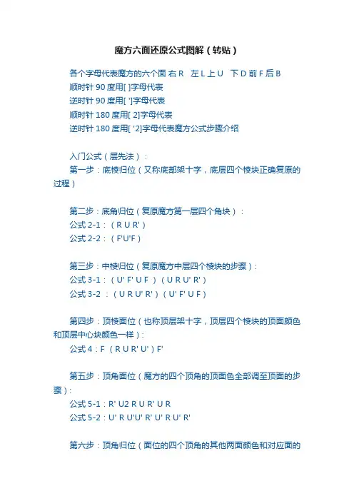 魔方六面还原公式图解（转贴）