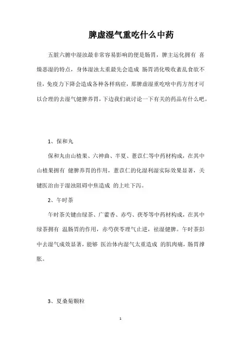 脾虚湿气重吃什么中药