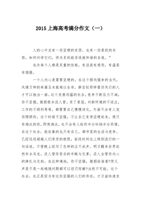 2015上海高考满分作文(一)