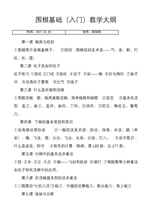 围棋基础(入门)有图 图示之欧阳科创编