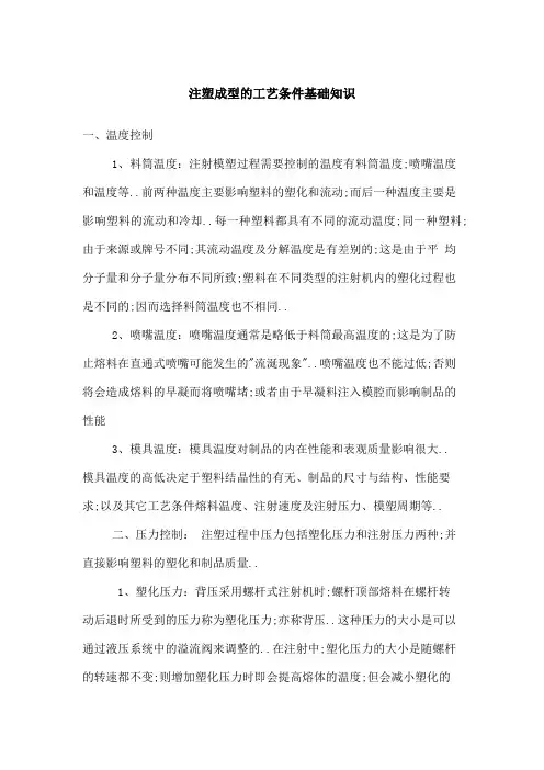 注塑成型的工艺条件基础知识