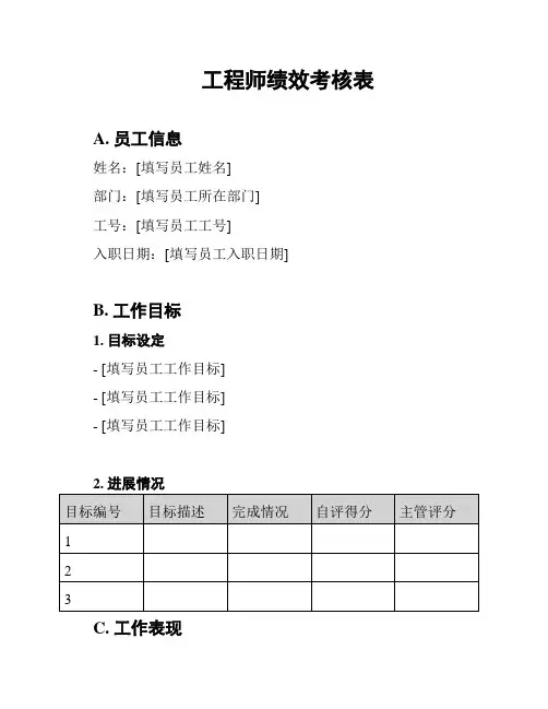 工程师绩效考核表