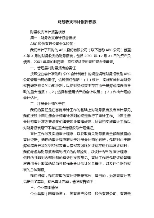 财务收支审计报告模板