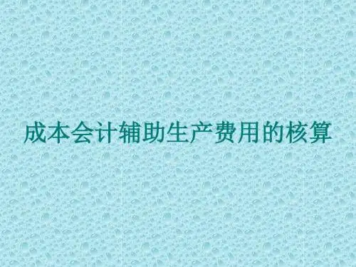 成本会计辅助生产费用的核算