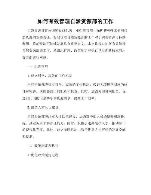 如何有效管理自然资源部的工作
