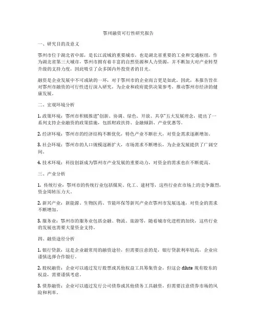 鄂州融资可行性研究报告