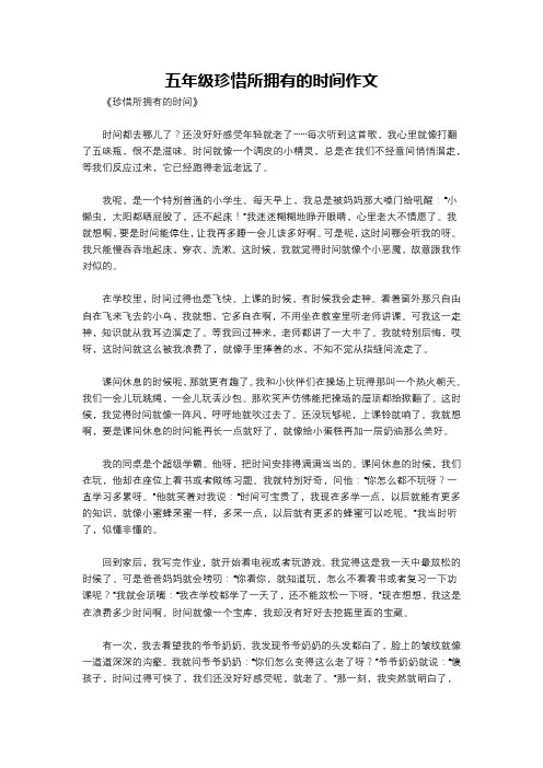 五年级珍惜所拥有的时间作文