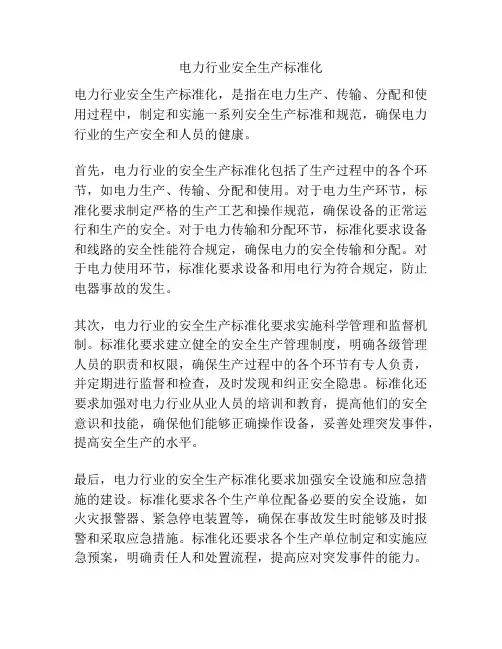 电力行业安全生产标准化