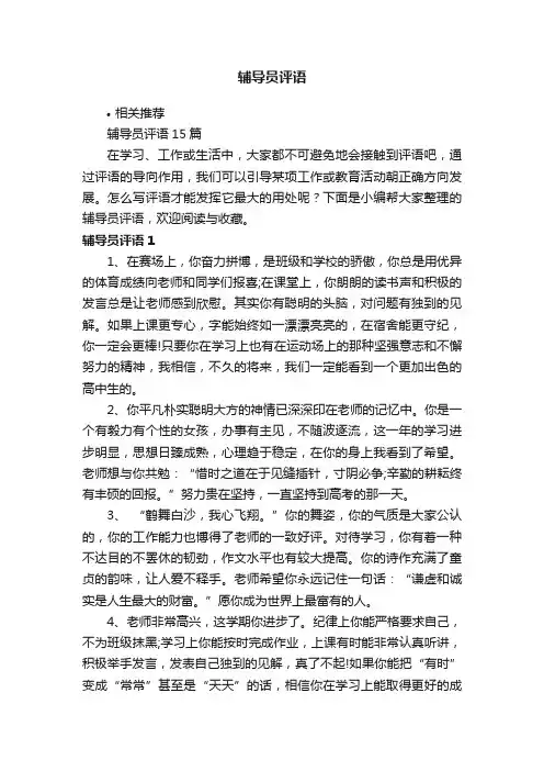 辅导员评语
