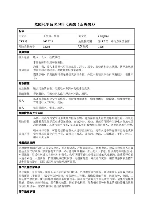 危险化学品MSDS(庚烷(正庚烷))