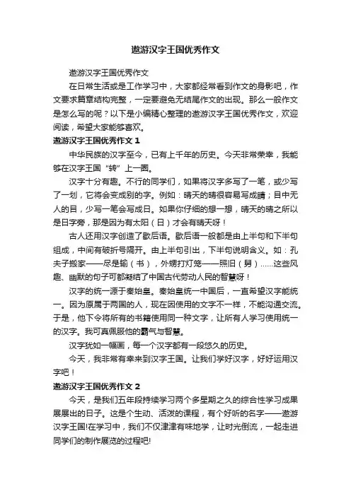 遨游汉字王国优秀作文