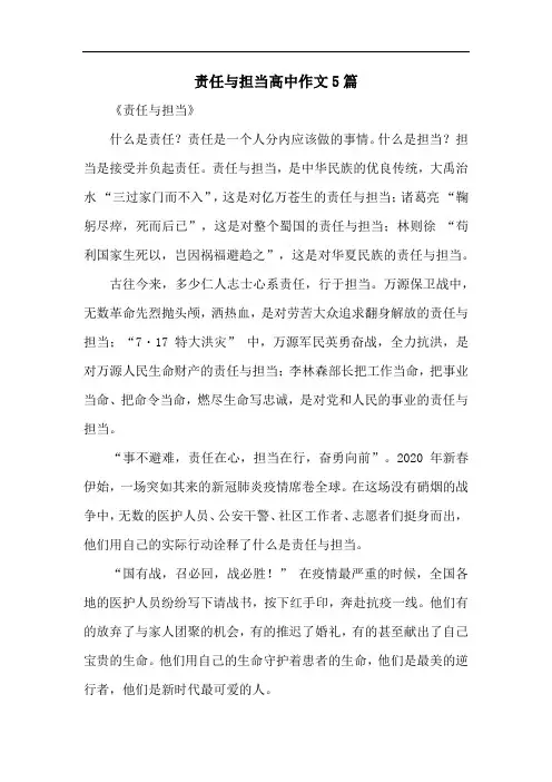 责任与担当高中作文5篇